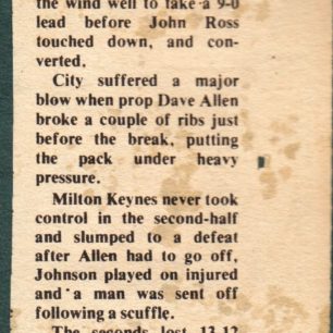 An MK Rugby Club publicity leaflet and press reports