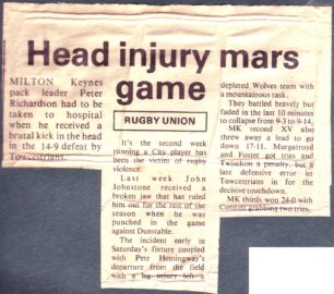 'Head injury mars game'