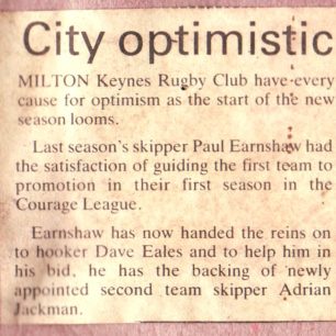 ''City optimistic' ; 'MK set for the big kick off'