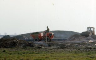 A construction site with dumper truck