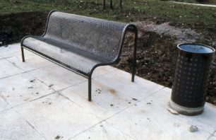 A Milton Keynes bench and bin