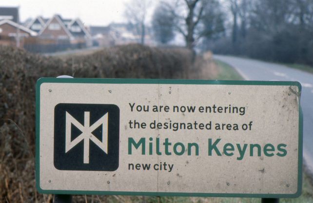 Road sign for Milton Keynes