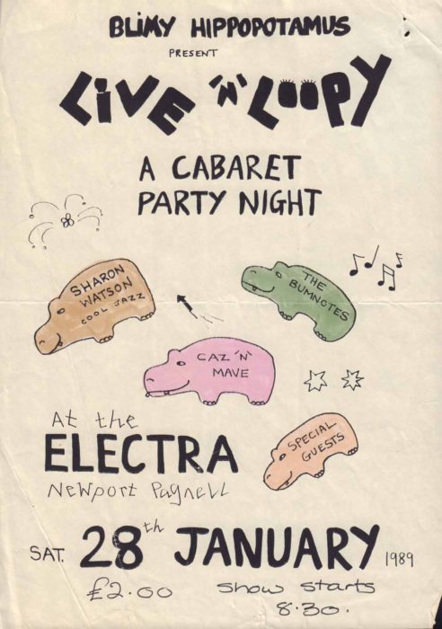 Poster for a Cabaret Party Night at the Electra in 1989