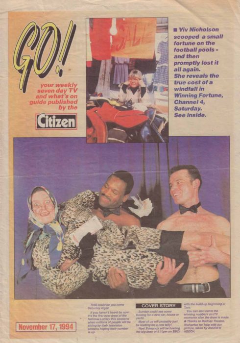 Citizen GO! front page publicising the first National Lottery draw
