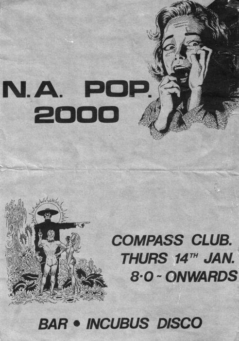 Poster advertising NA Pop 2000 gig at Compass Club