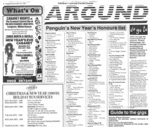 The Penguin's best of 1990, upcoming gigs [newspaper cutting]