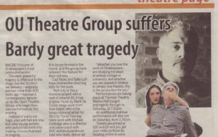 OU Theatre Group suffers Bardy great tragedy [newspaper article]