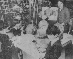 Pupils creating sea creatures for the Festival 1979