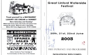 Front and back of Great Linford Festival programme 20th to 22nd June 2003