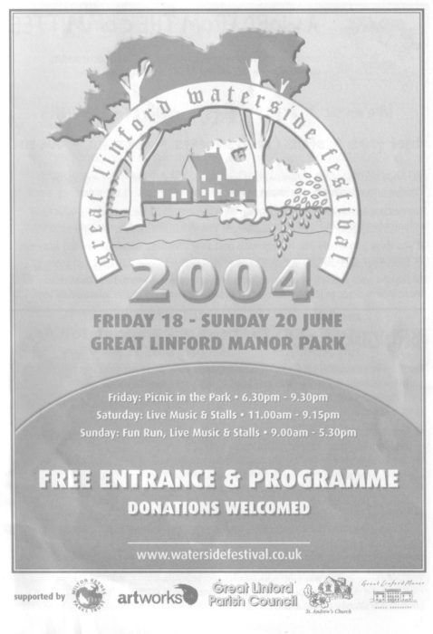 Front and back of Great Linford Festival  programme 17th to 20th June 2004