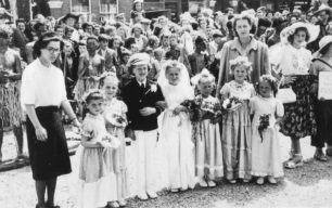Children dressed as a wedding group at the Carnival.