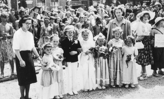 Children dressed as a wedding group at the Carnival.