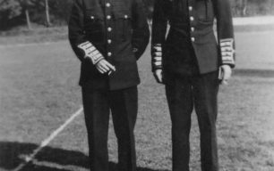 Bradwell Silver Band, Tom Kelly and Charlie Homer in the band's new uniform, 1948.