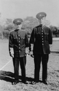 Bradwell Silver Band, Tom Kelly and Charlie Homer in the band's new uniform, 1948.