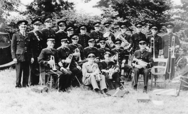 Bradwell Silver Band with instruments at Gawcott Garden Fete