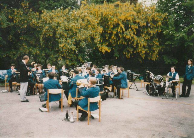 Bradwell Silver Band playing at 'The Green' Newport Pagnell.