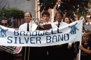 Bradwell Silver Band, in a parade.