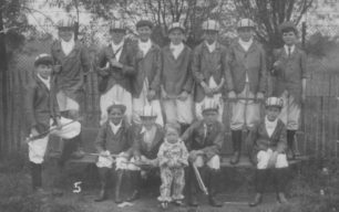 The Jockeys group. A group of boys dressed as jockeys.