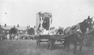 Wolverton Carnival - a horse-drawn cart titled "The League of Nations Attacks the Octopus of Vice"