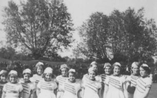Carnival group of 13 girls in identical costumes
