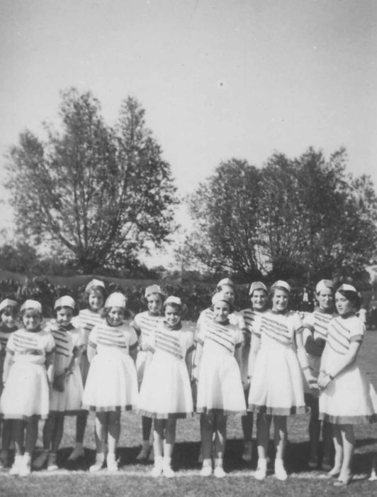 Carnival group of 13 girls in identical costumes