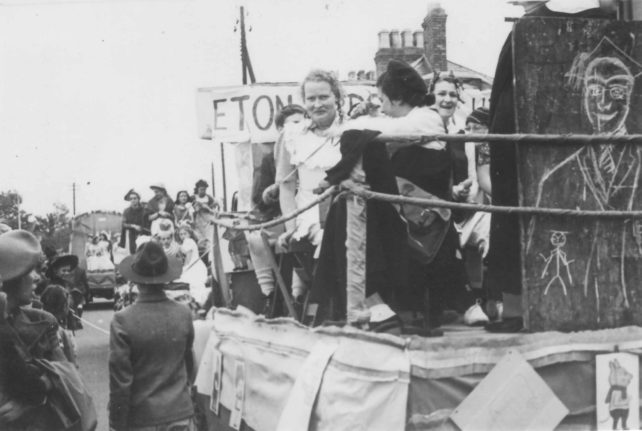Carnival float - Eton. With Olive Overton & Peggy Hulbert