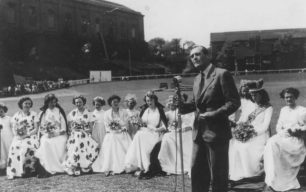 Local carnival queens in Wolverton Park in the 1951 Festival of Britain
