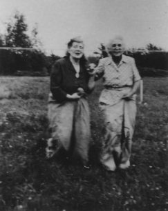 1953 Coronation. Mrs Vye and Mrs Blunt romping home in the sack race