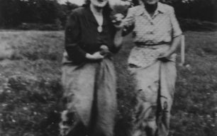 1953 Coronation. Mrs Vye and Mrs Blunt romping home in the sack race