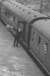 Guard waves off the Last Train at Bradwell Station, 5-Sep-1964