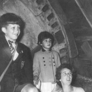 The Allen-Rowlandson family being shown round New Bradwell Windmill in 1960