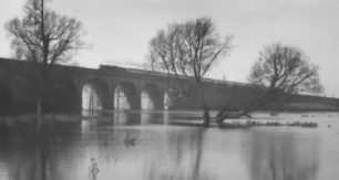 The railway viaduct, New Bradwell Floods, 1939.