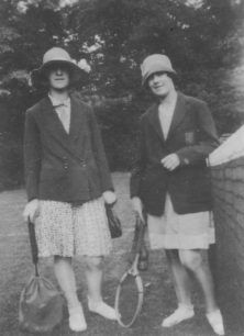 Doris and Eileen about to play tennis on West View Courts