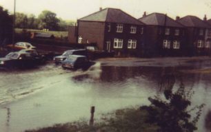 Newport Road flooded. July 1979.