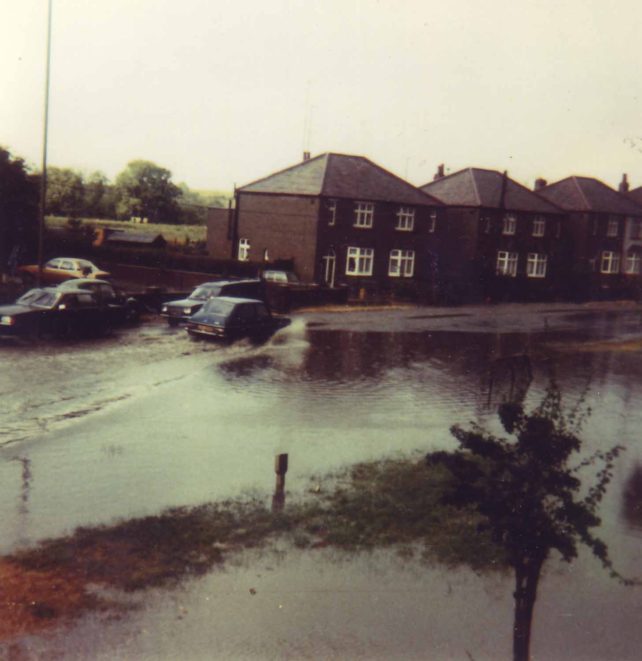 Newport Road flooded. July 1979.