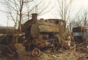 Goodmans Scrapyard with derelict saddle tank steam locomotive, Bradwell Road.