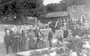 Laying the foundation stone of the Memorial Hall, Old Bradwell in October 1923.