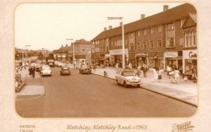 Bletchley Road (Queensway) showing shops from Contessa to Curry's