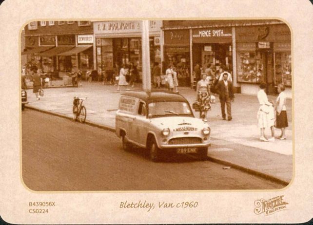 Bletchley Road (Queensway) with a van and shops
