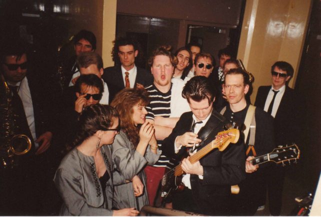 Derby Gig - The band gathered in a hallway backstage