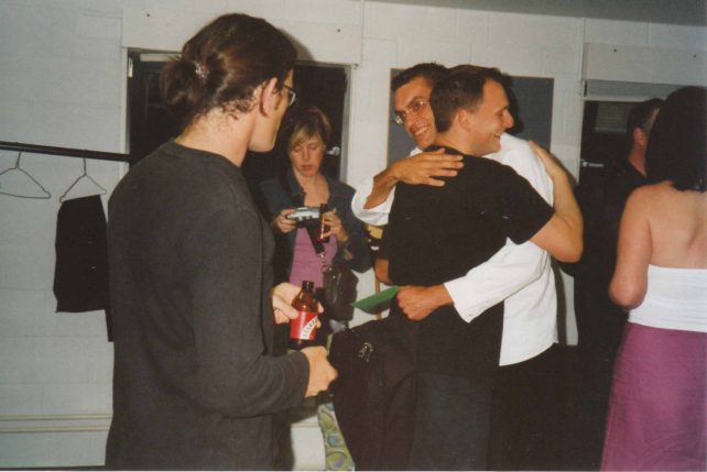 MK Theatre backstage - Man hugs