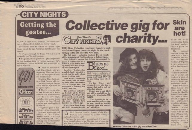 Collective Gig For Charity [newspaper cutting]