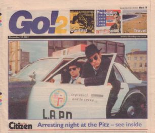 Arresting night at the Pitz [newspaper cutting]