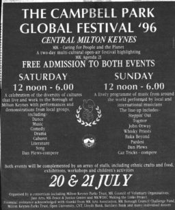 Campbell Park Global Festival '96 [newspaper advert]