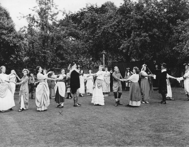 A performance of the Maypole Dance - Connie Shean, 4th from the left