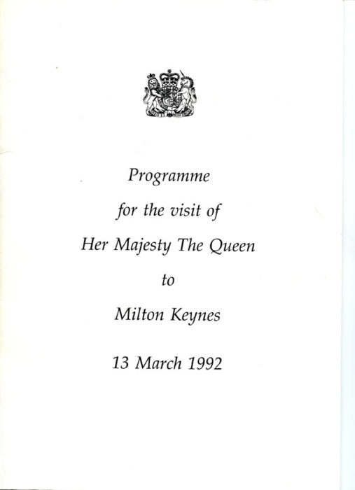 Programme for the visit of Her Majesty The Queen to Milton Keynes, March 1992