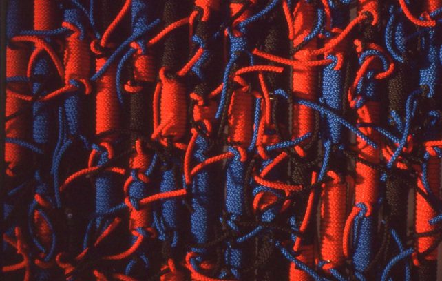 3D detail of red and blue ties