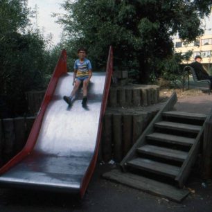 Play area with slide