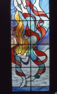 Stained glass female acrobat