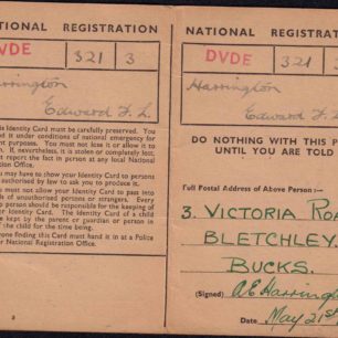 Edward Harrington's Identity Card, 1940